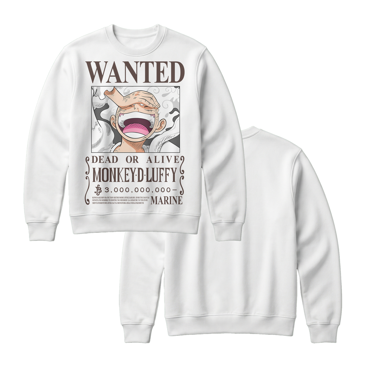 Anime One Piece Wanted Monkey D. Luffy Gear 5 Sweatshirt - RZM012