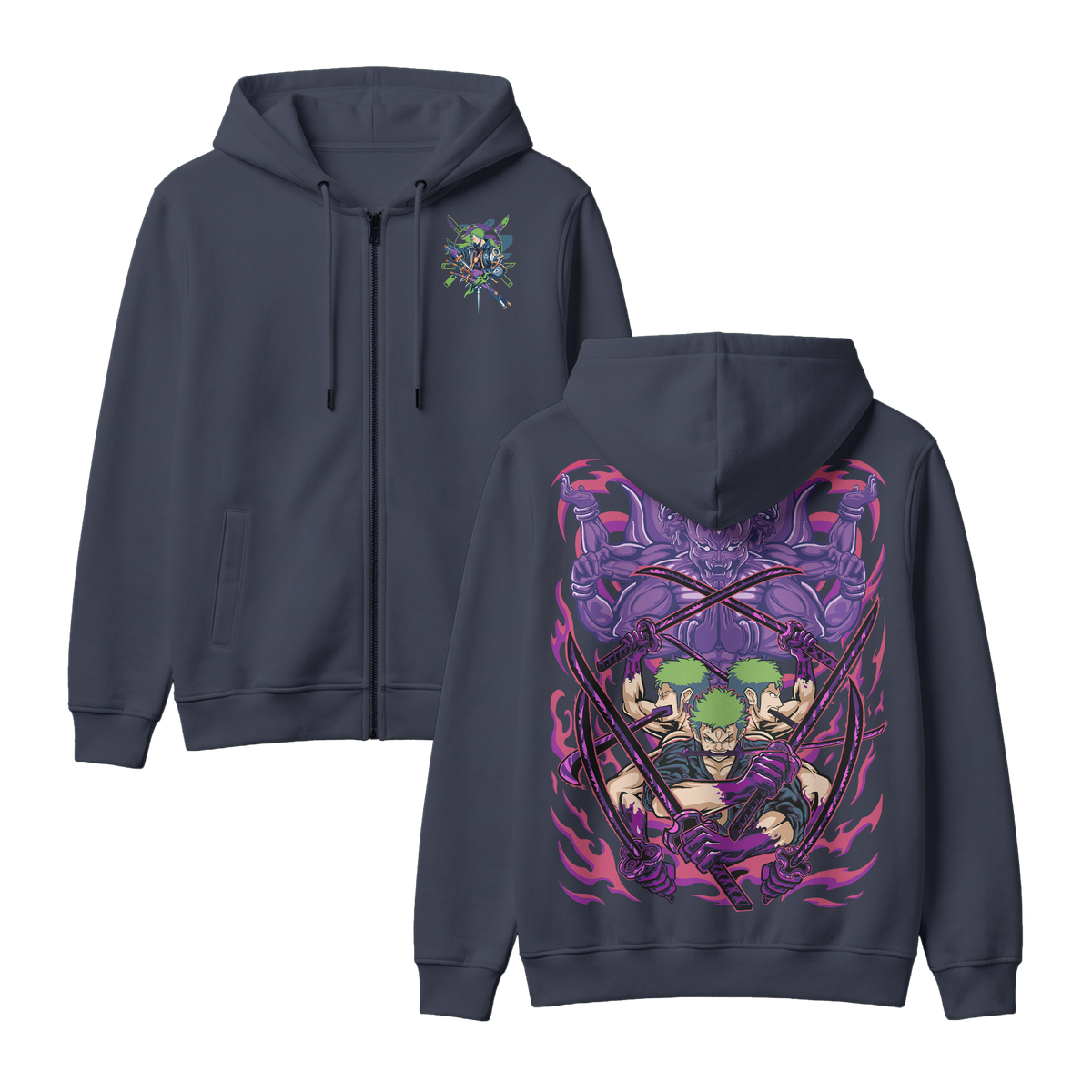 Anime One Piece Roronoa Zoro Zip-up Hoodie - RZM004