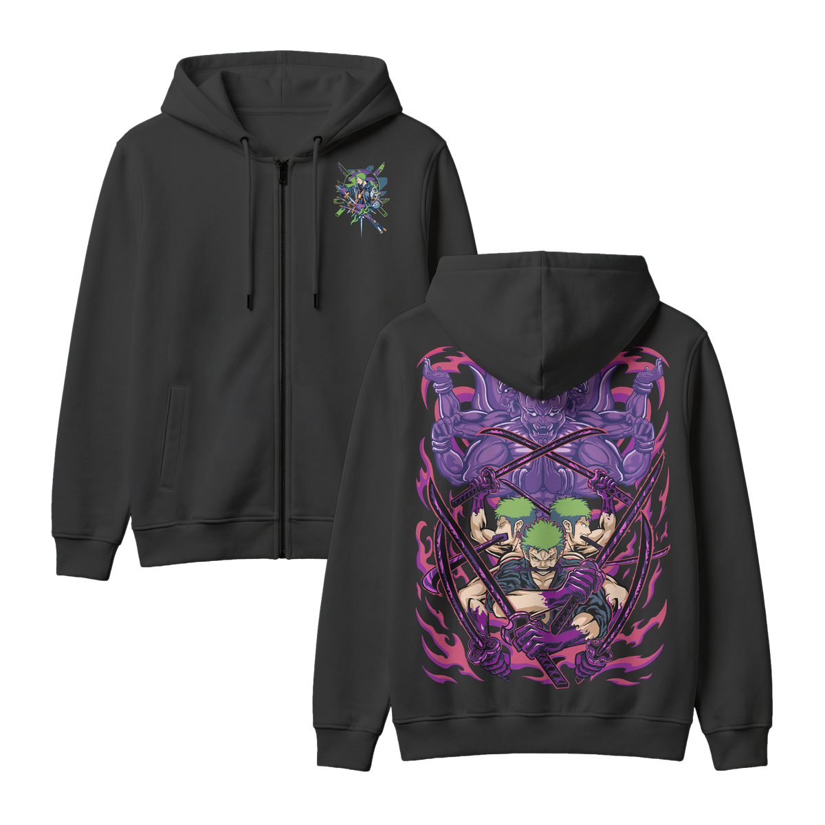 Anime One Piece Roronoa Zoro Zip-up Hoodie - RZM004