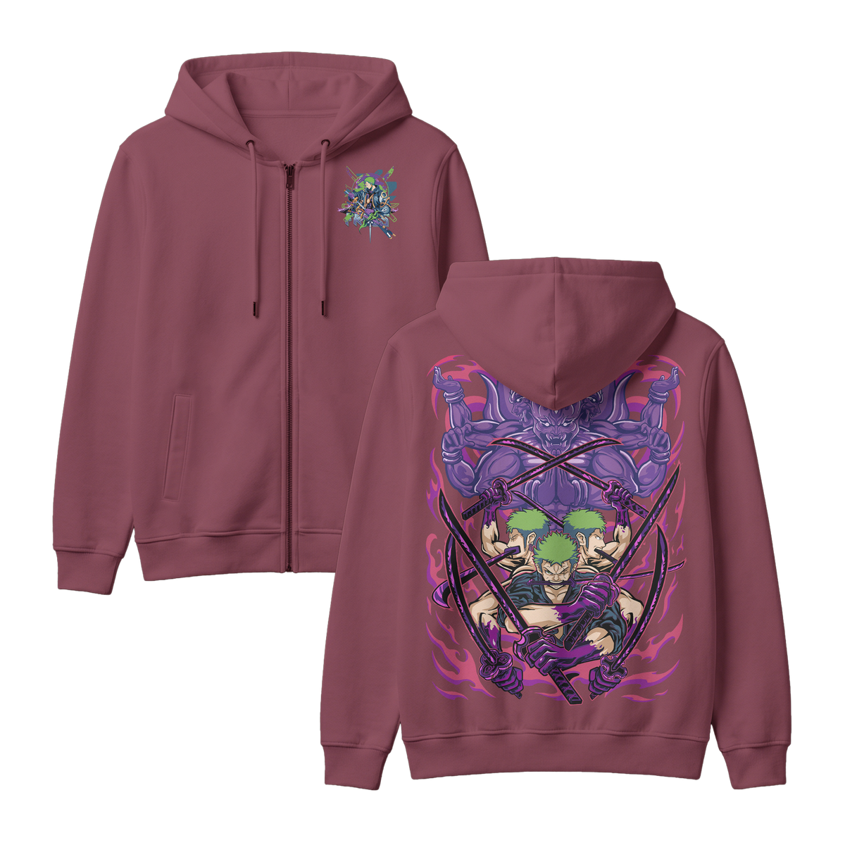 Anime One Piece Roronoa Zoro Zip-up Hoodie - RZM004