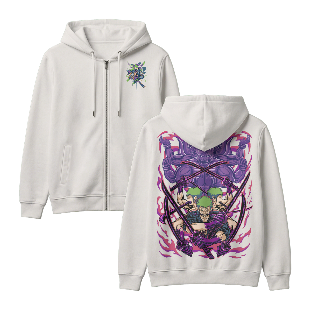 Anime One Piece Roronoa Zoro Zip-up Hoodie - RZM004