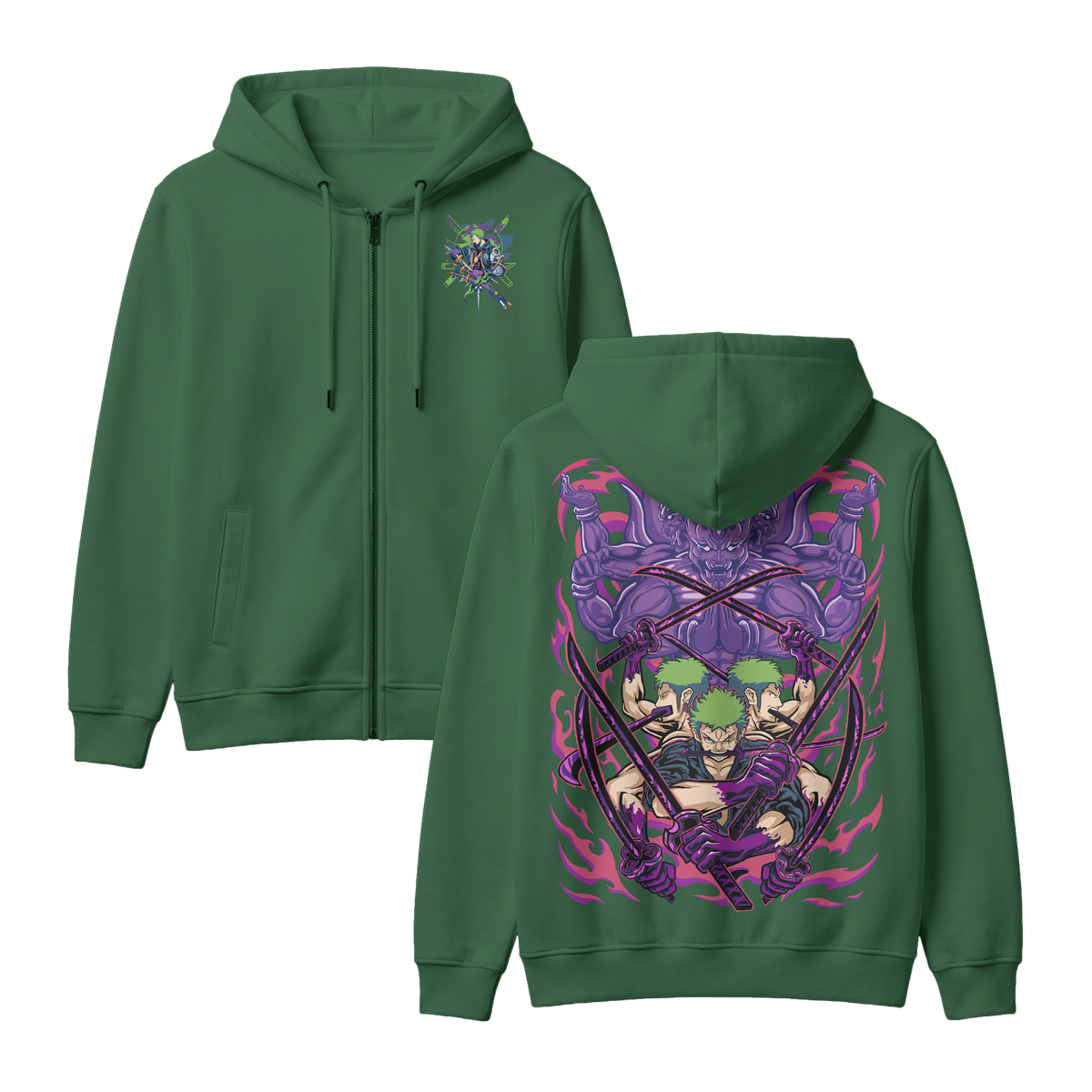 Anime One Piece Roronoa Zoro Zip-up Hoodie - RZM004
