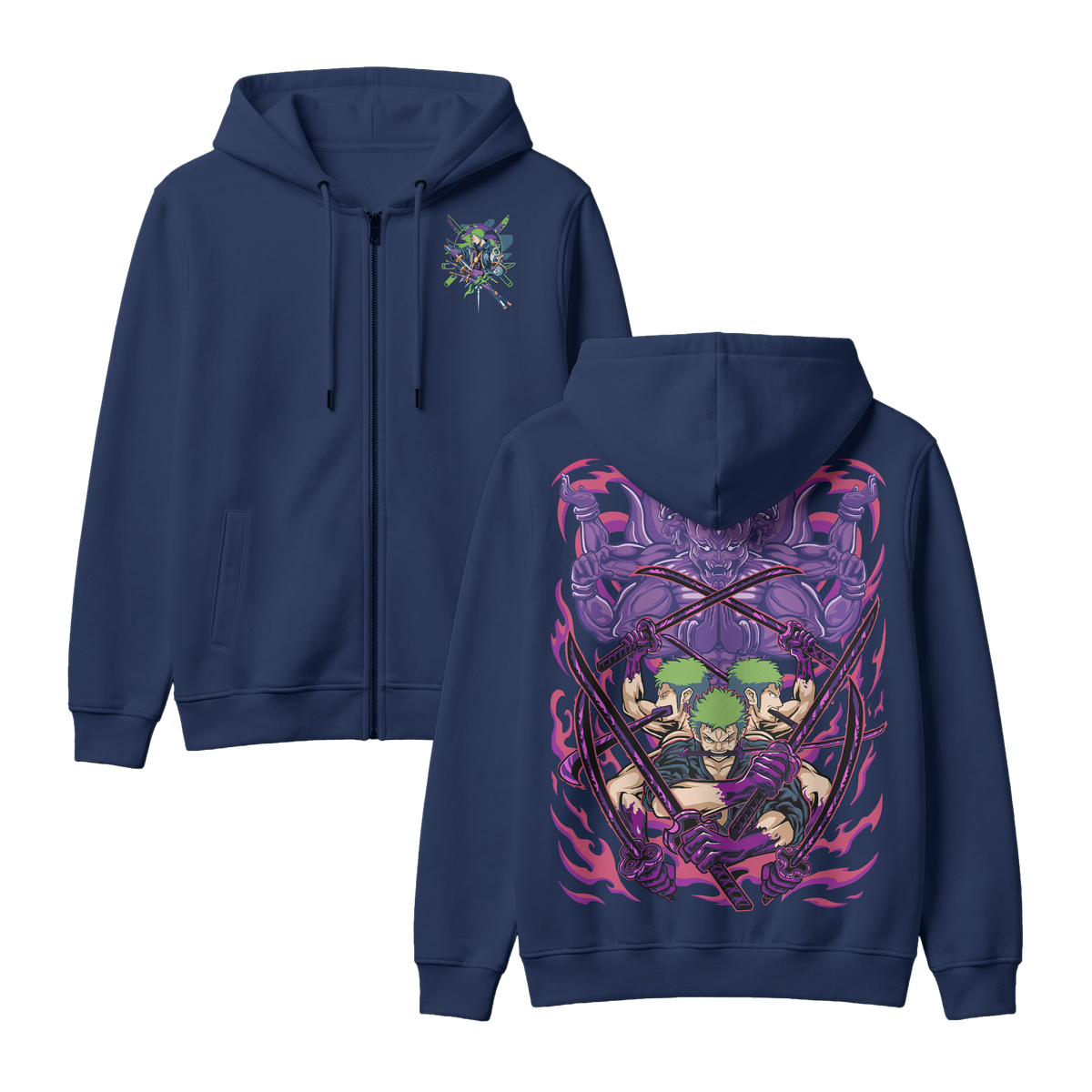 Anime One Piece Roronoa Zoro Zip-up Hoodie - RZM004
