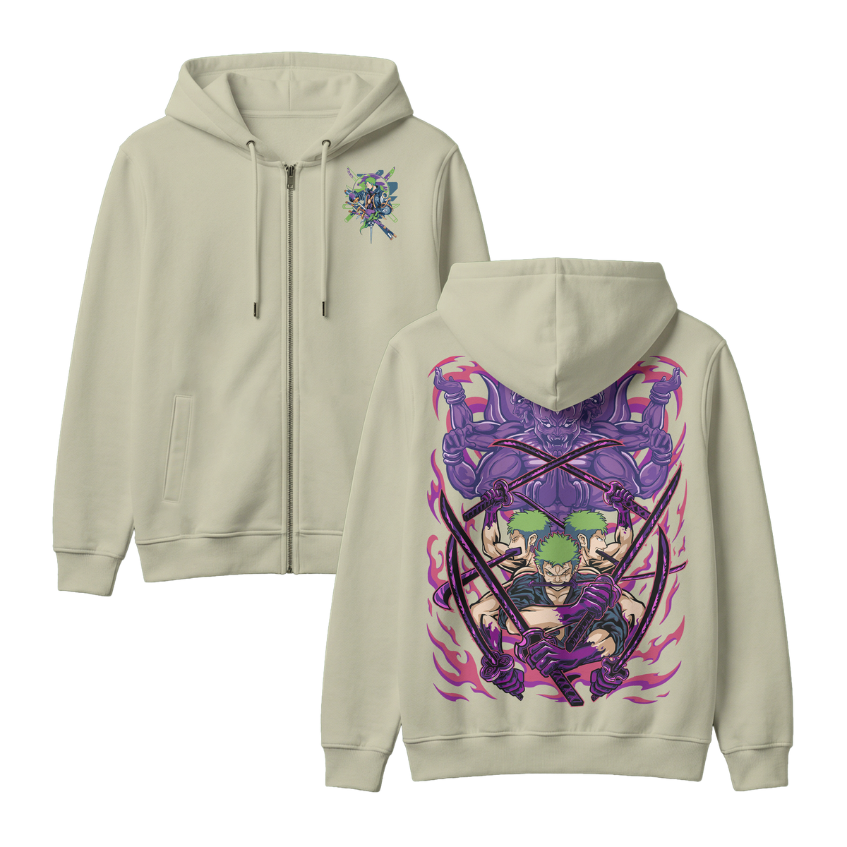 Anime One Piece Roronoa Zoro Zip-up Hoodie - RZM004