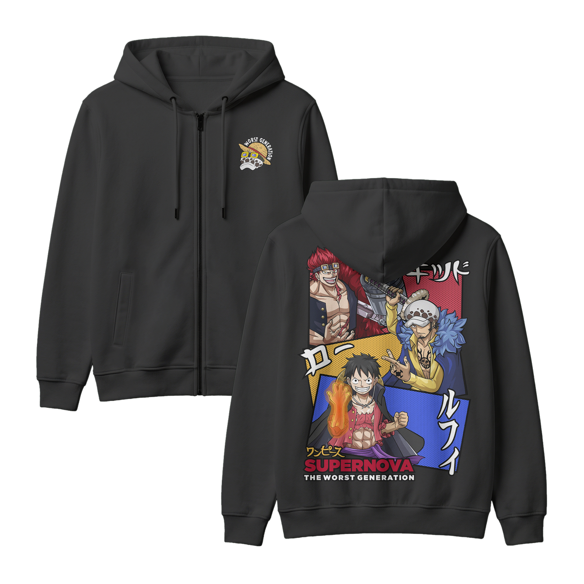Anime One Piece Supernova The Worst Generation Zip-up Hoodie - RZM007