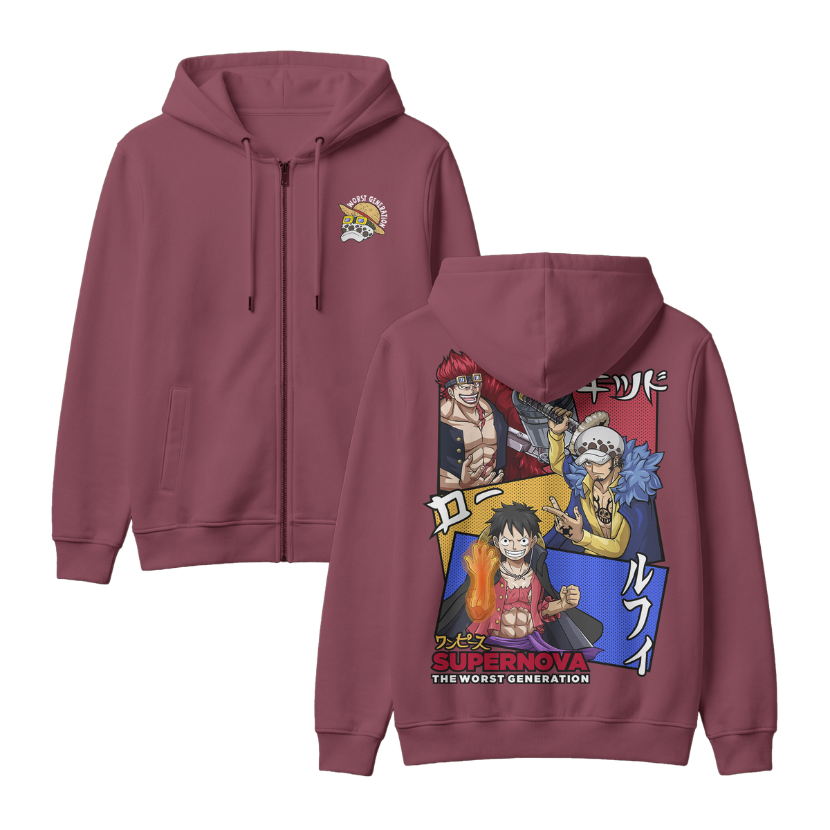 Anime One Piece Supernova The Worst Generation Zip-up Hoodie - RZM007