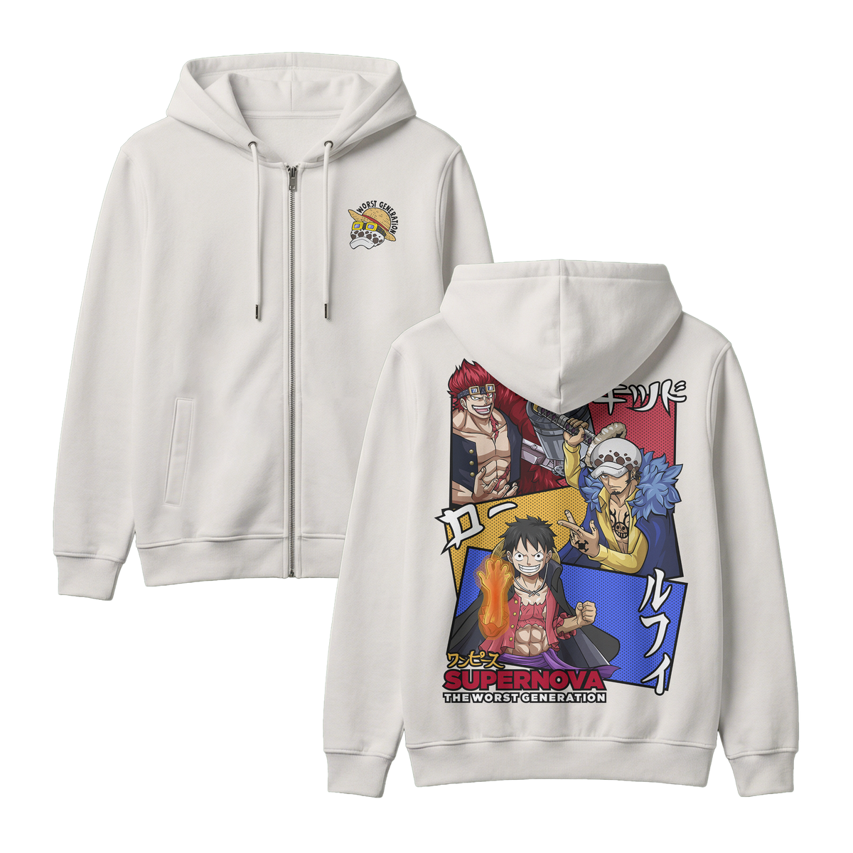 Anime One Piece Supernova The Worst Generation Zip-up Hoodie - RZM007