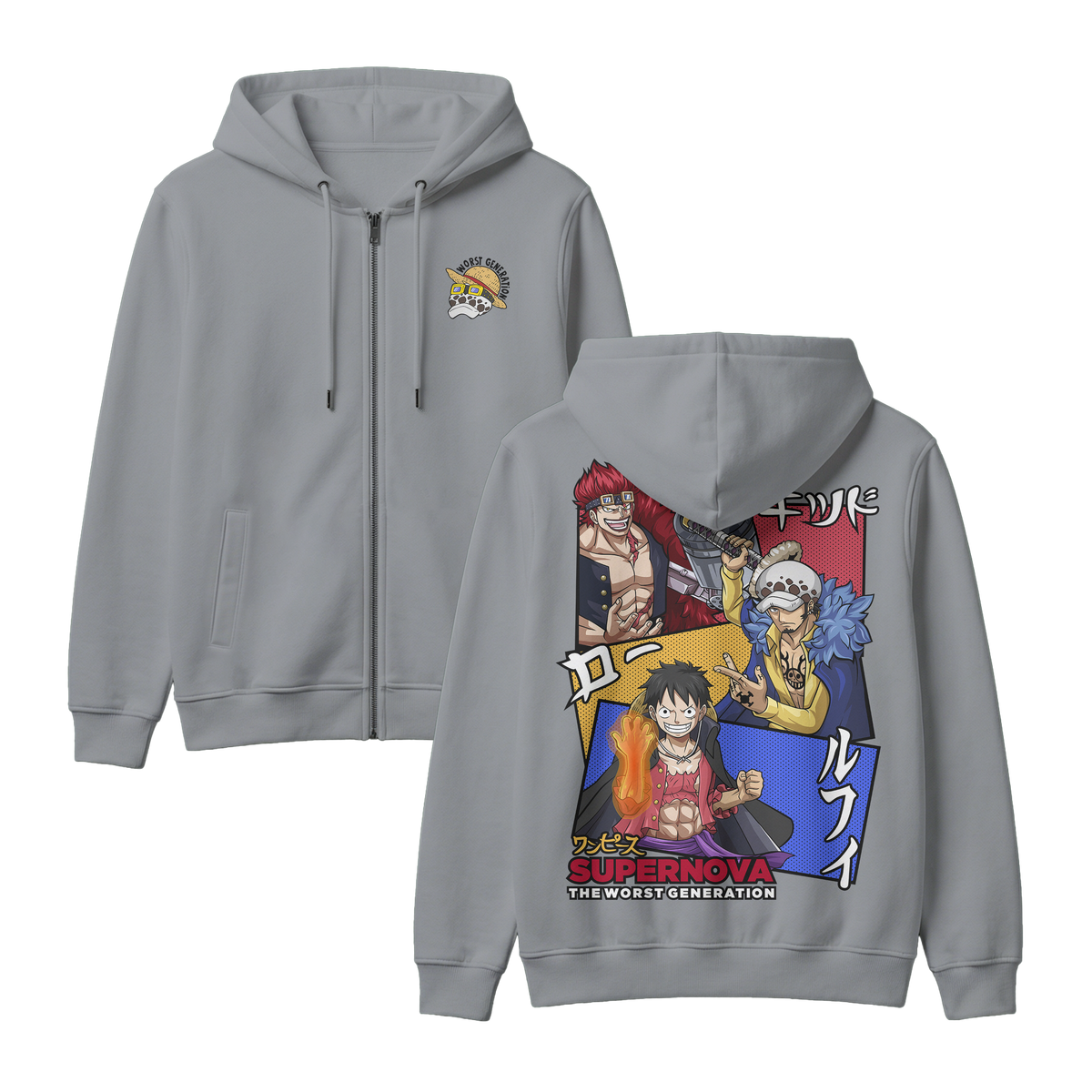 Anime One Piece Supernova The Worst Generation Zip-up Hoodie - RZM007