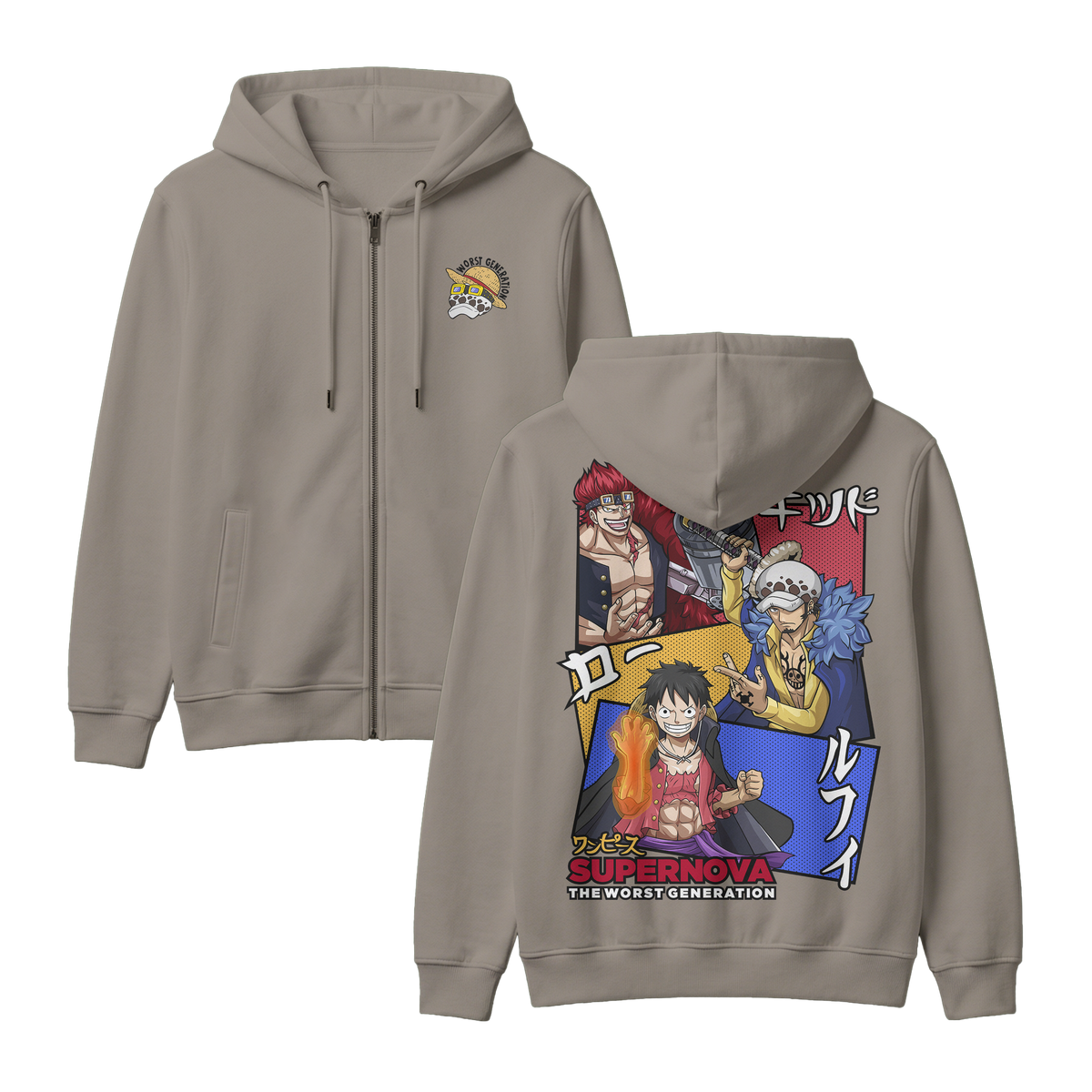 Anime One Piece Supernova The Worst Generation Zip-up Hoodie - RZM007