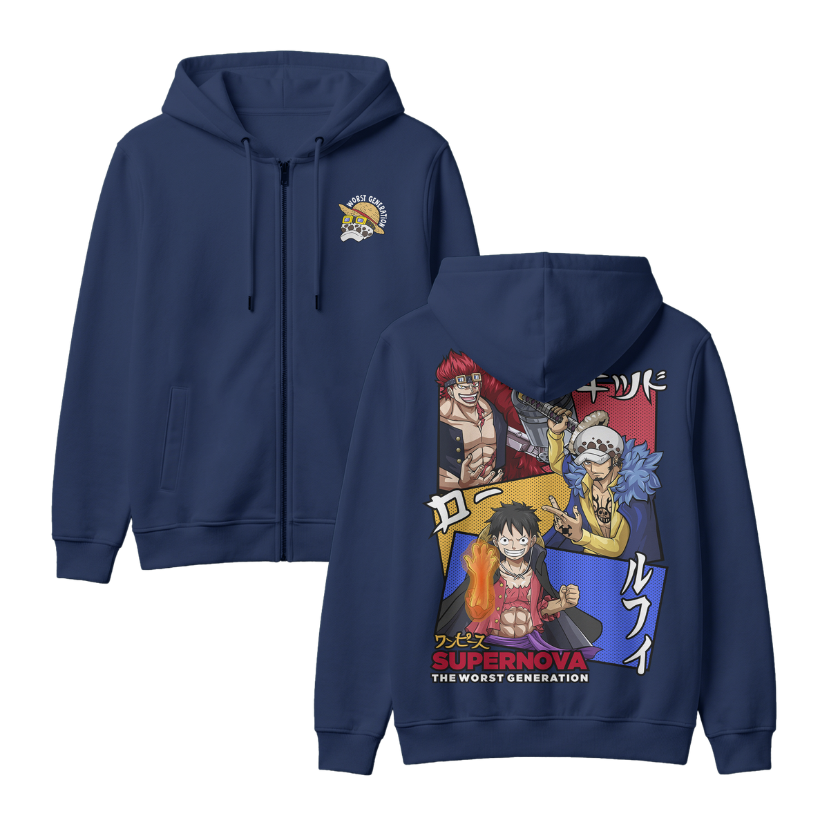 Anime One Piece Supernova The Worst Generation Zip-up Hoodie - RZM007