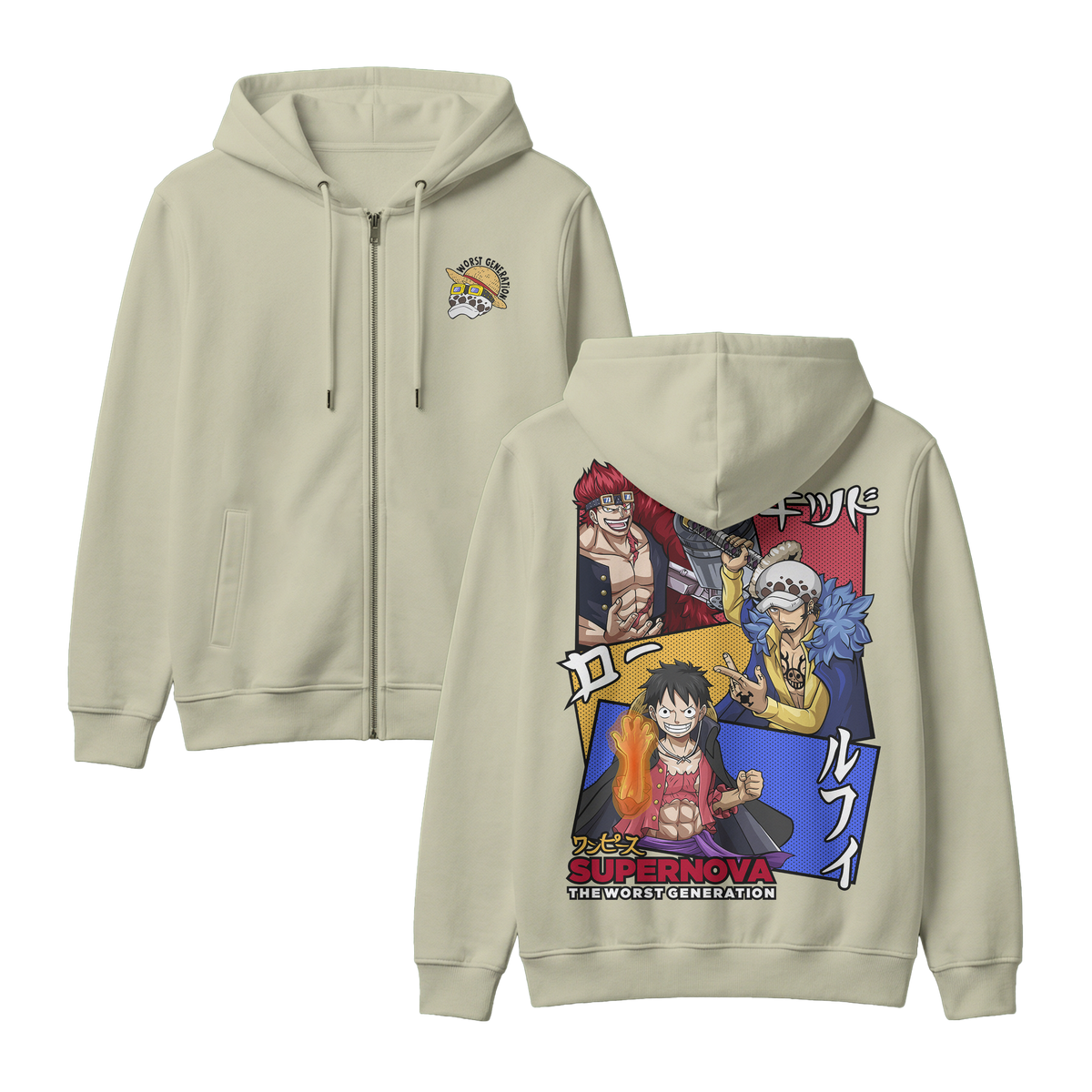 Anime One Piece Supernova The Worst Generation Zip-up Hoodie - RZM007