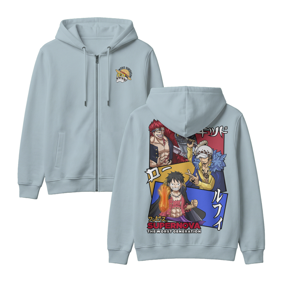 Anime One Piece Supernova The Worst Generation Zip-up Hoodie - RZM007