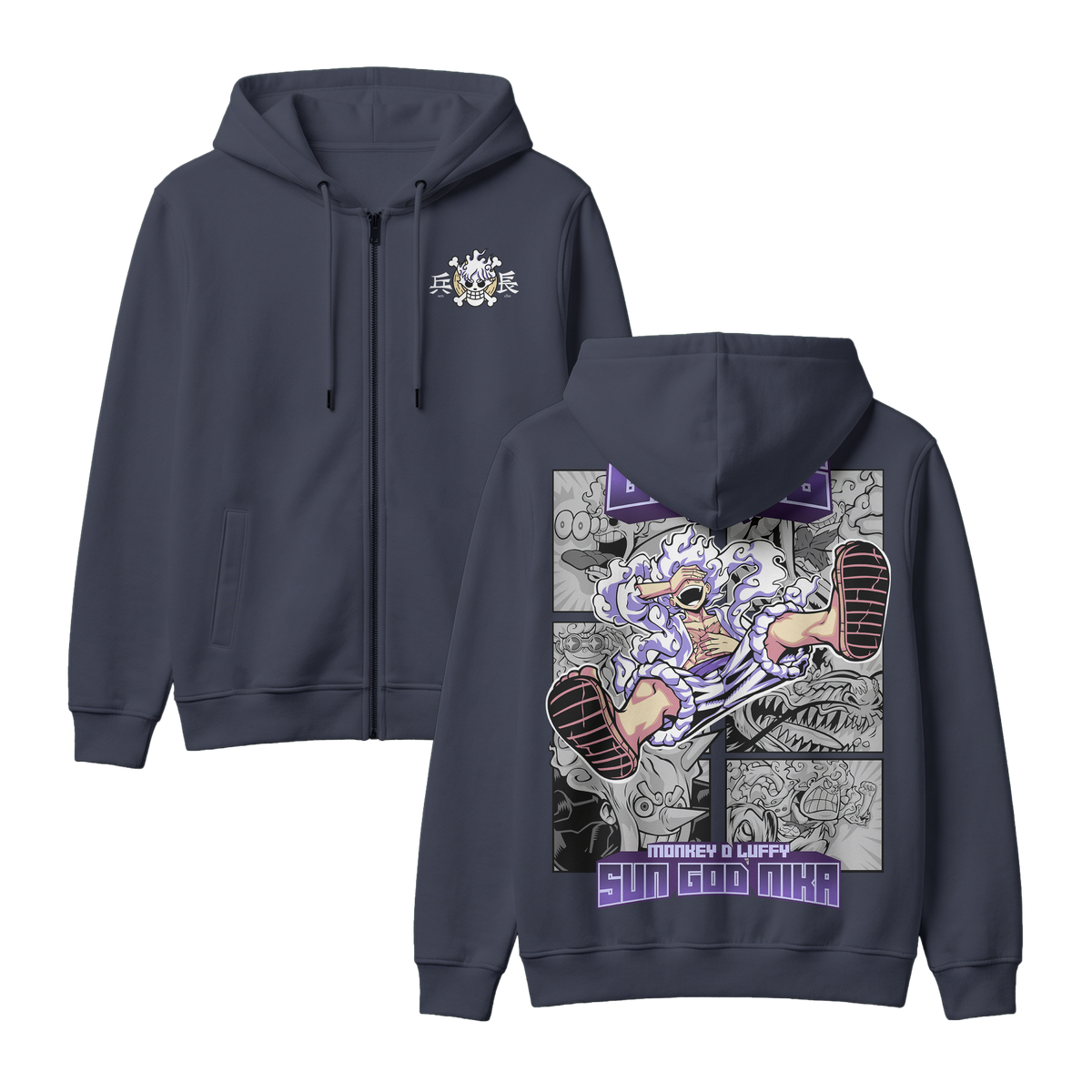 Anime One Piece Gear 5 Monkey D. Luffy Sun God Nika Zip-up Hoodie - RZM011