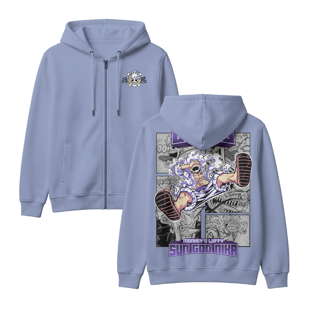Anime One Piece Gear 5 Monkey D. Luffy Sun God Nika Zip-up Hoodie - RZM011