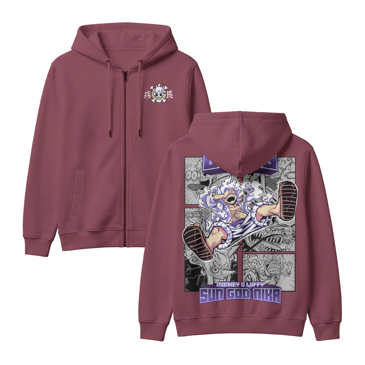 Anime One Piece Gear 5 Monkey D. Luffy Sun God Nika Zip-up Hoodie - RZM011