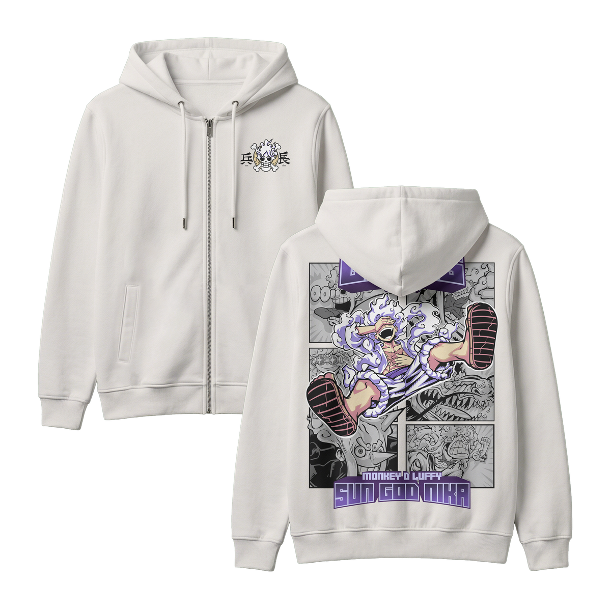 Anime One Piece Gear 5 Monkey D. Luffy Sun God Nika Zip-up Hoodie - RZM011