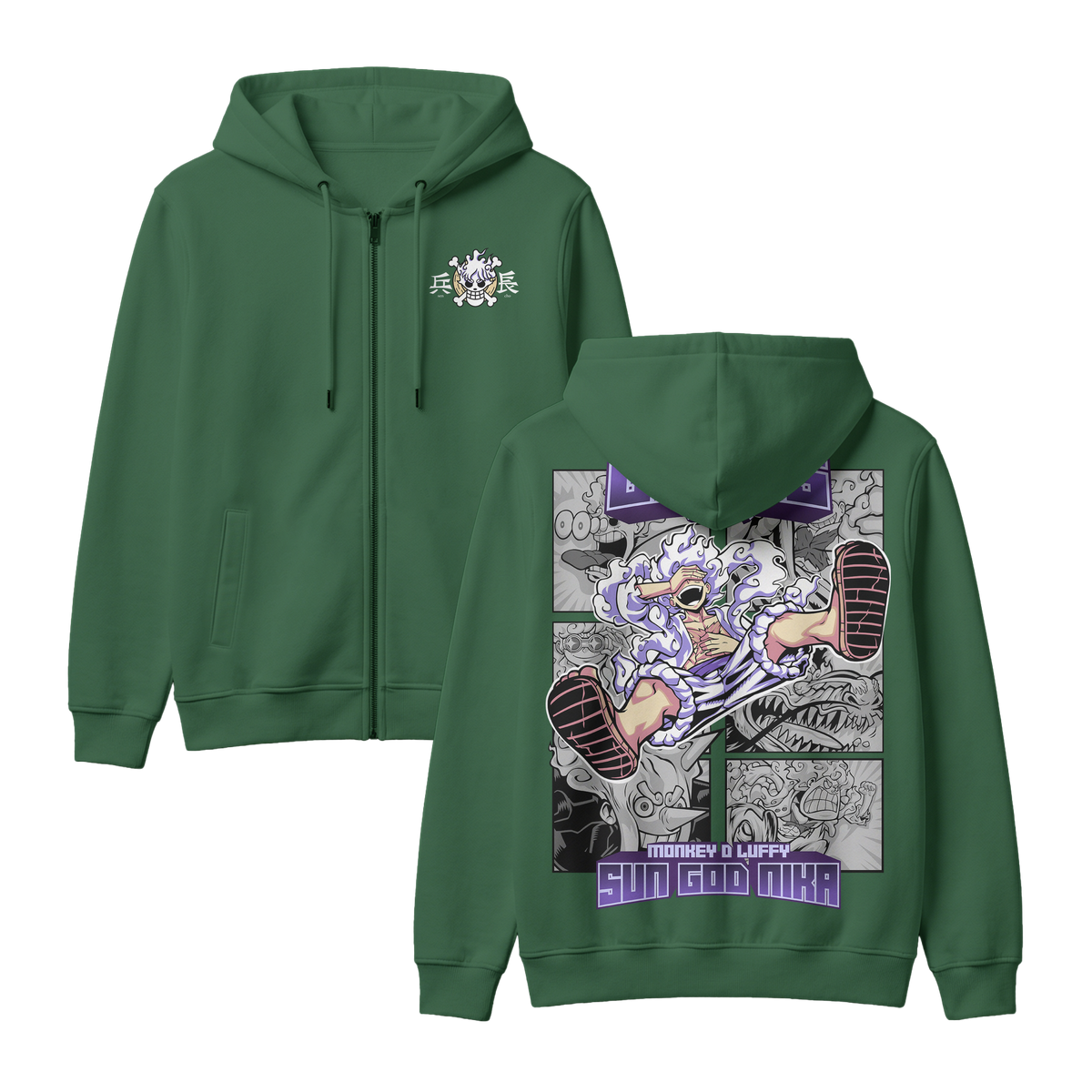 Anime One Piece Gear 5 Monkey D. Luffy Sun God Nika Zip-up Hoodie - RZM011