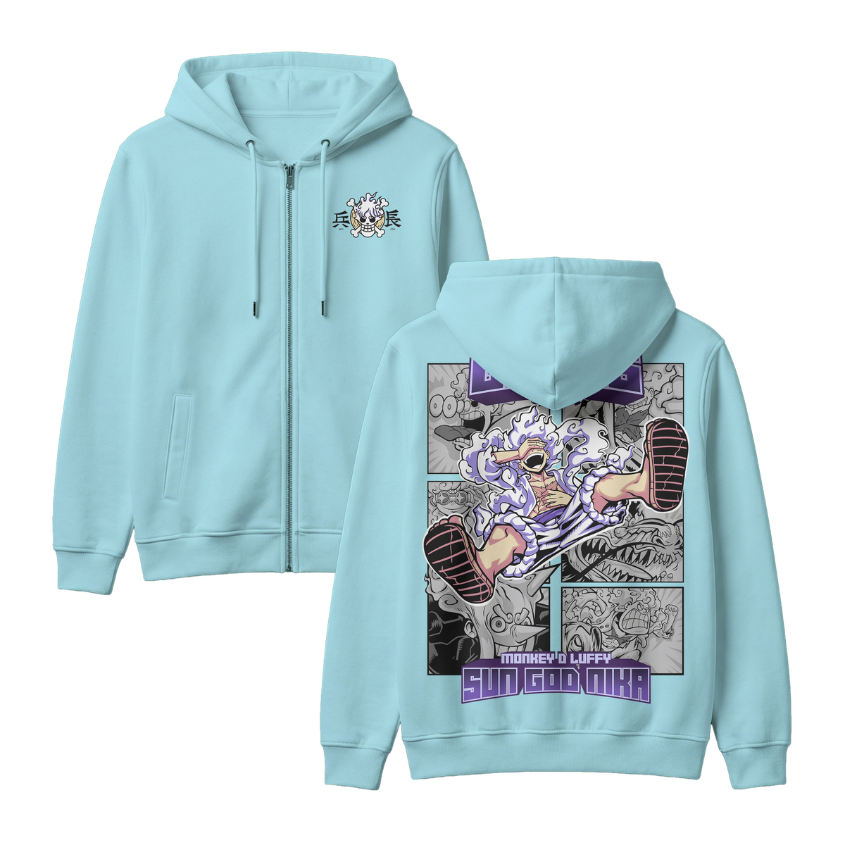 Anime One Piece Gear 5 Monkey D. Luffy Sun God Nika Zip-up Hoodie - RZM011
