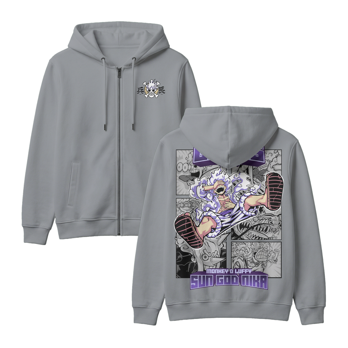 Anime One Piece Gear 5 Monkey D. Luffy Sun God Nika Zip-up Hoodie - RZM011