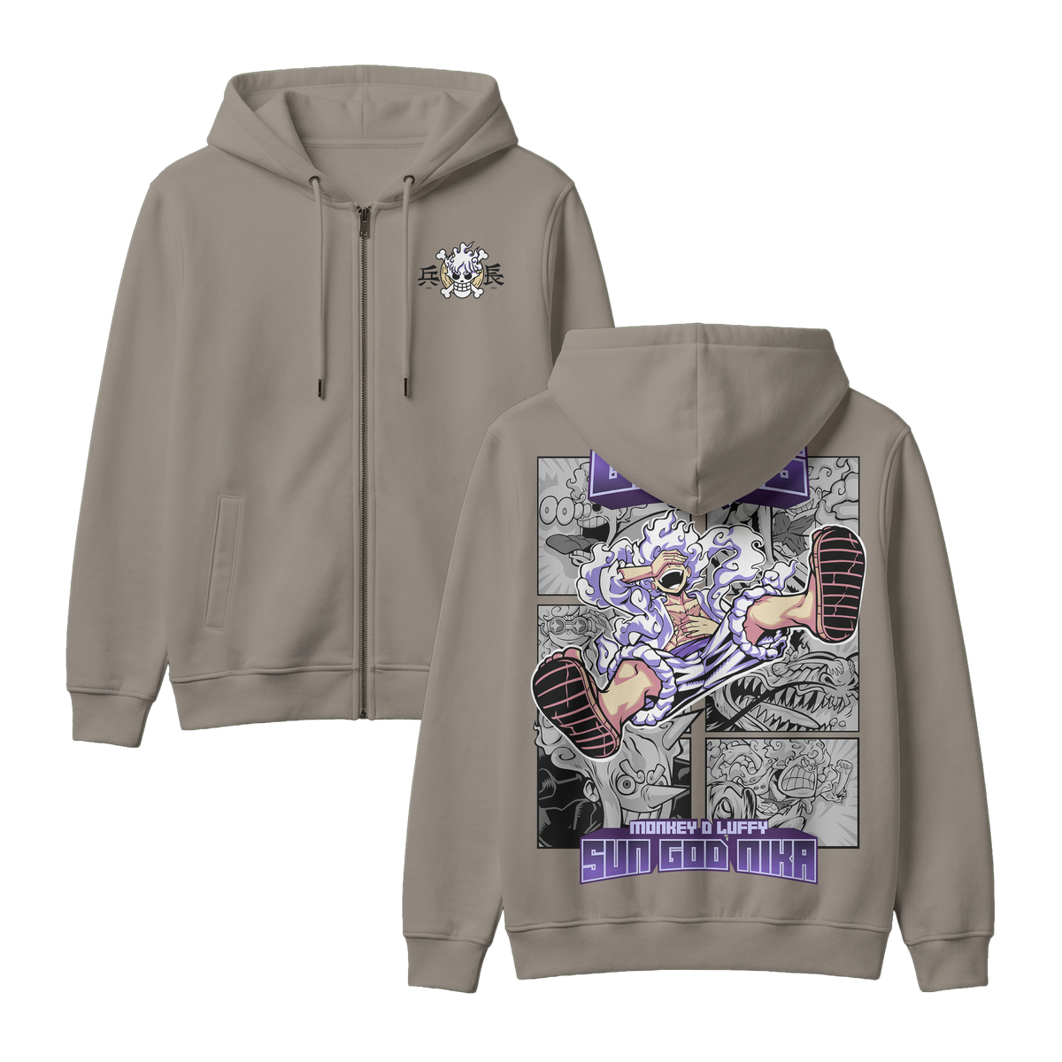 Anime One Piece Gear 5 Monkey D. Luffy Sun God Nika Zip-up Hoodie - RZM011