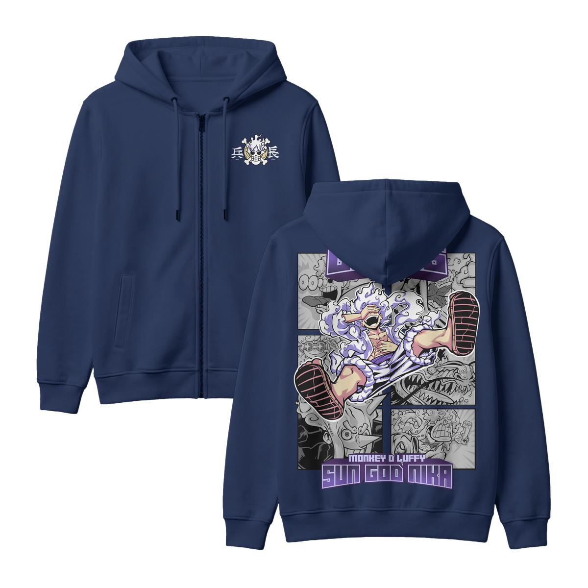 Anime One Piece Gear 5 Monkey D. Luffy Sun God Nika Zip-up Hoodie - RZM011