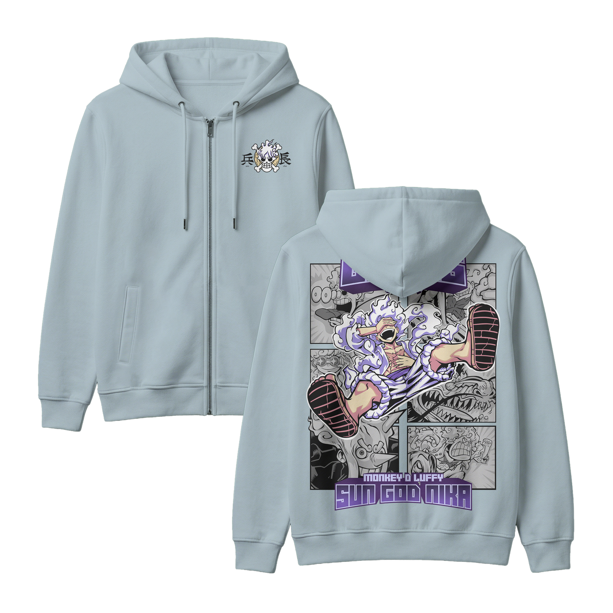 Anime One Piece Gear 5 Monkey D. Luffy Sun God Nika Zip-up Hoodie - RZM011