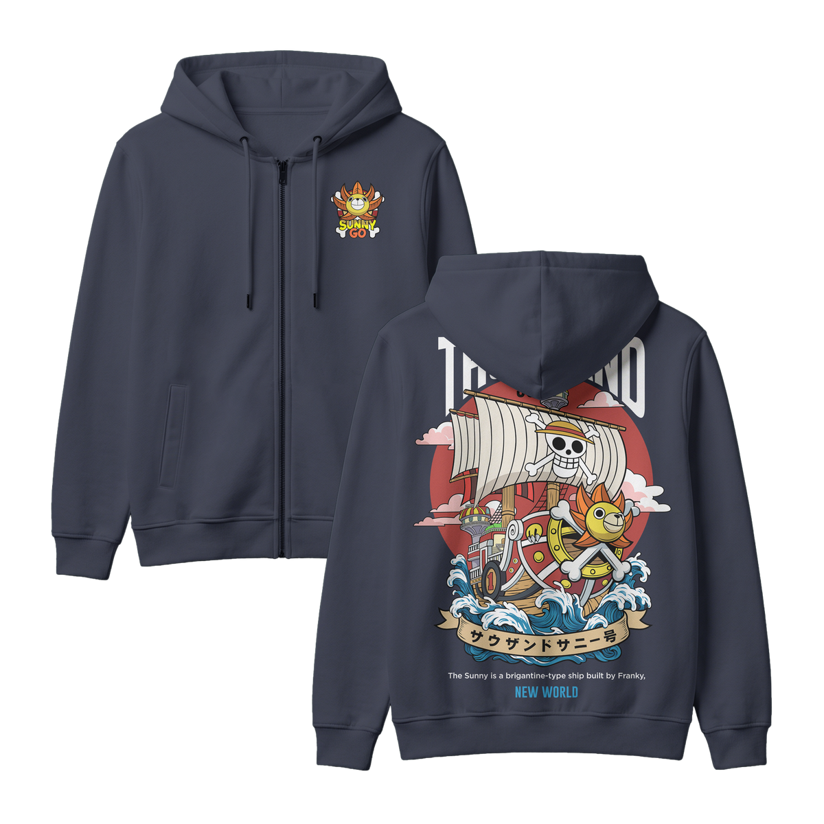 Anime One Piece Thousand Sunny Zip-up Hoodie - RZM016