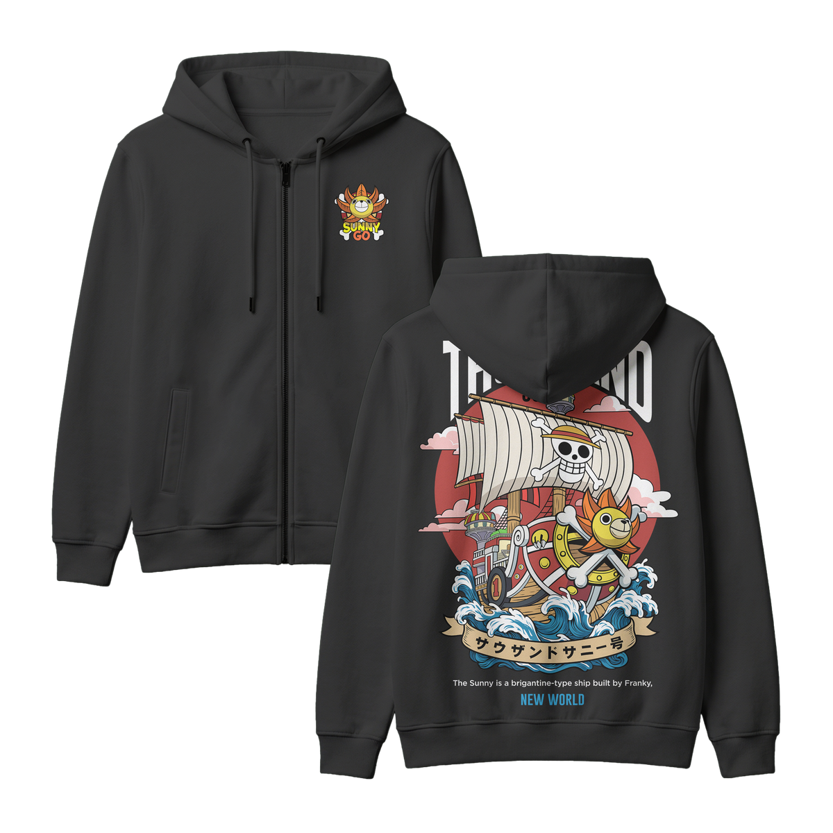 Anime One Piece Thousand Sunny Zip-up Hoodie - RZM016