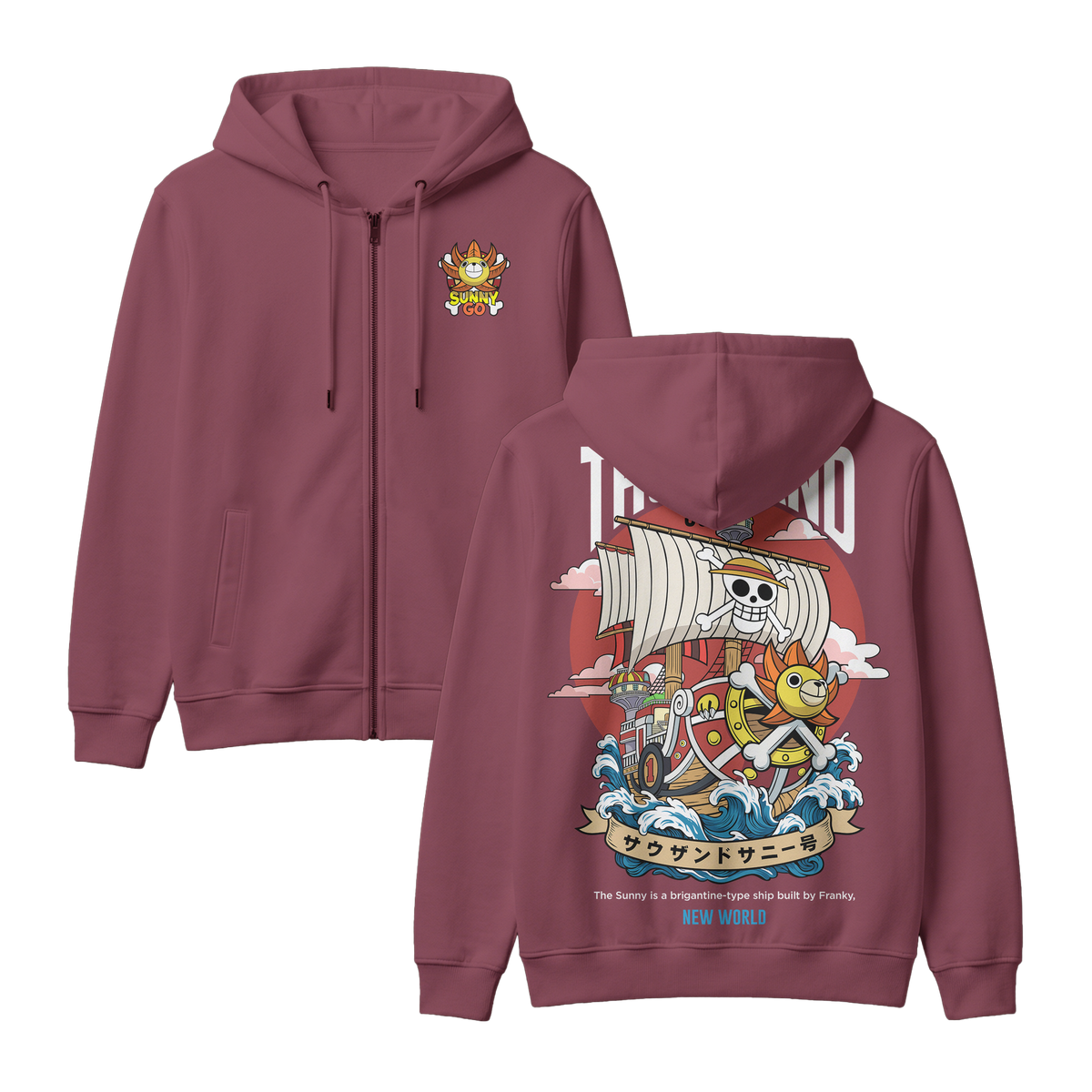 Anime One Piece Thousand Sunny Zip-up Hoodie - RZM016