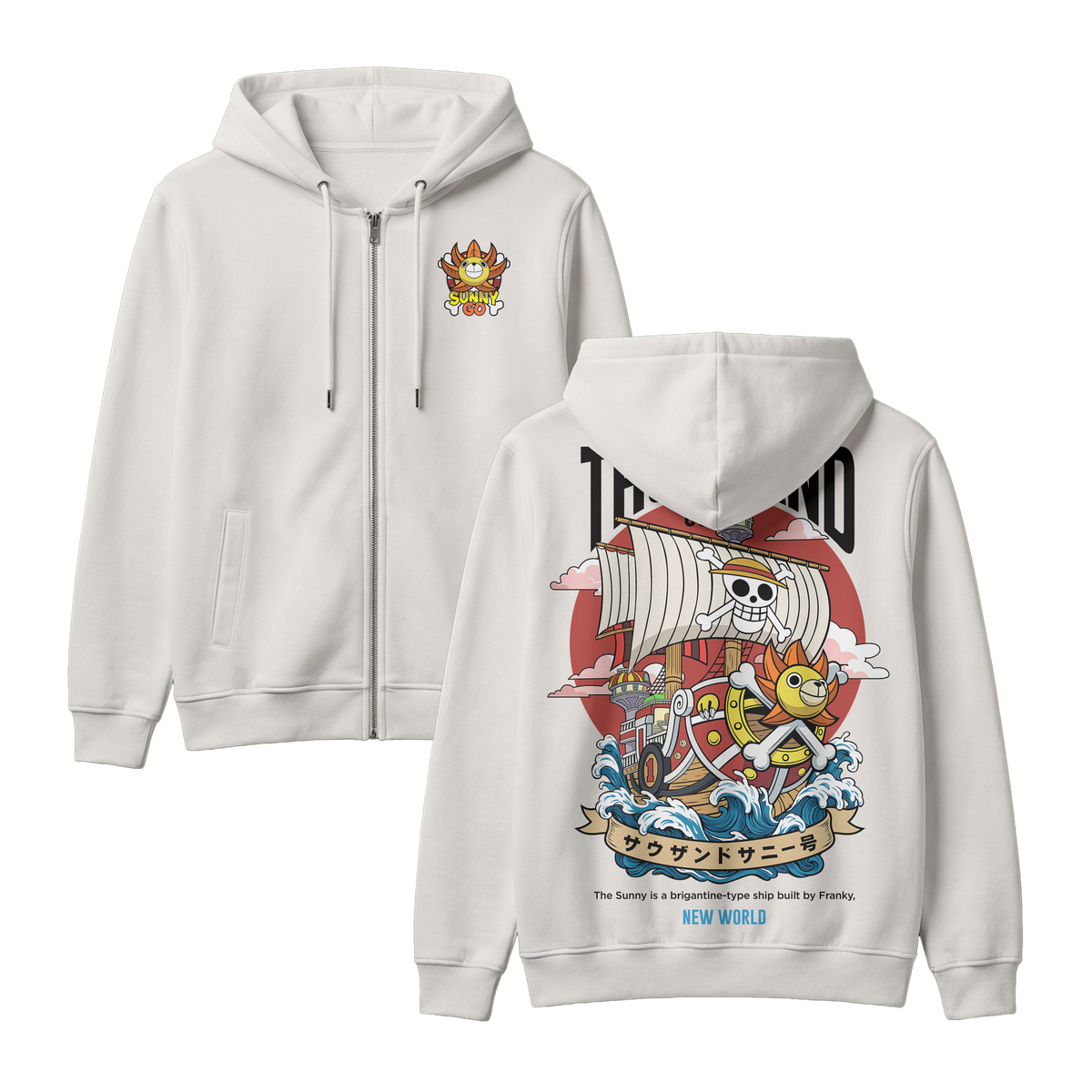 Anime One Piece Thousand Sunny Zip-up Hoodie - RZM016