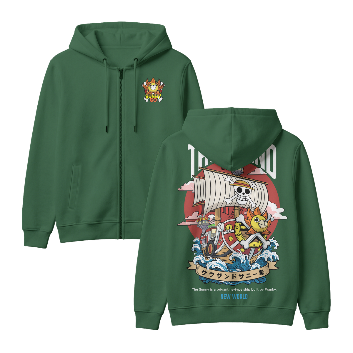 Anime One Piece Thousand Sunny Zip-up Hoodie - RZM016
