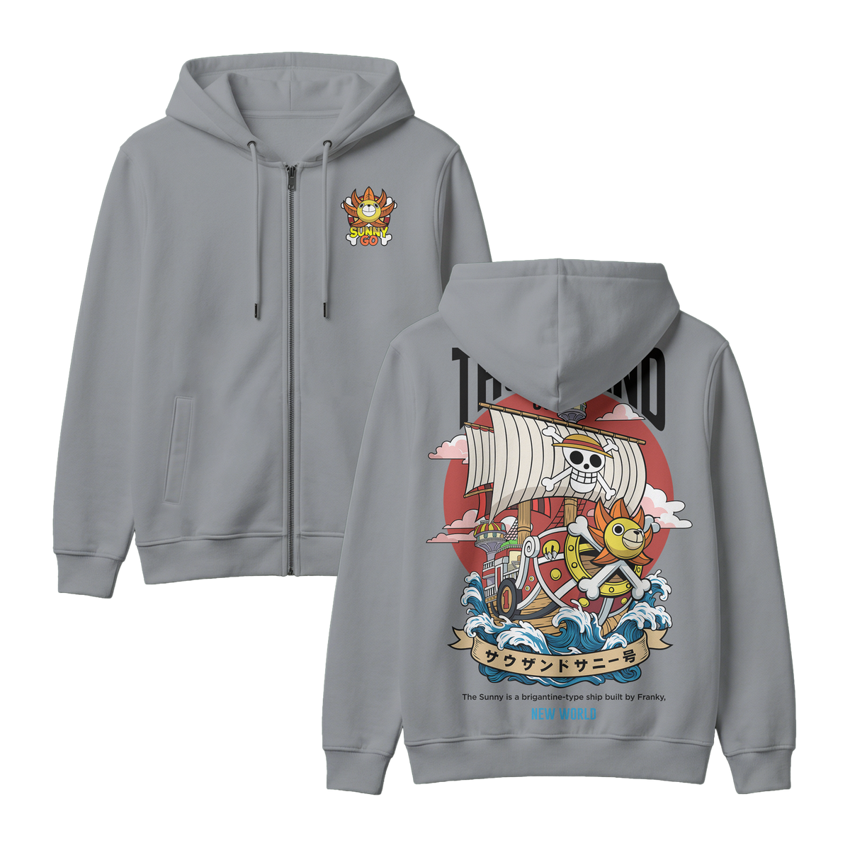 Anime One Piece Thousand Sunny Zip-up Hoodie - RZM016