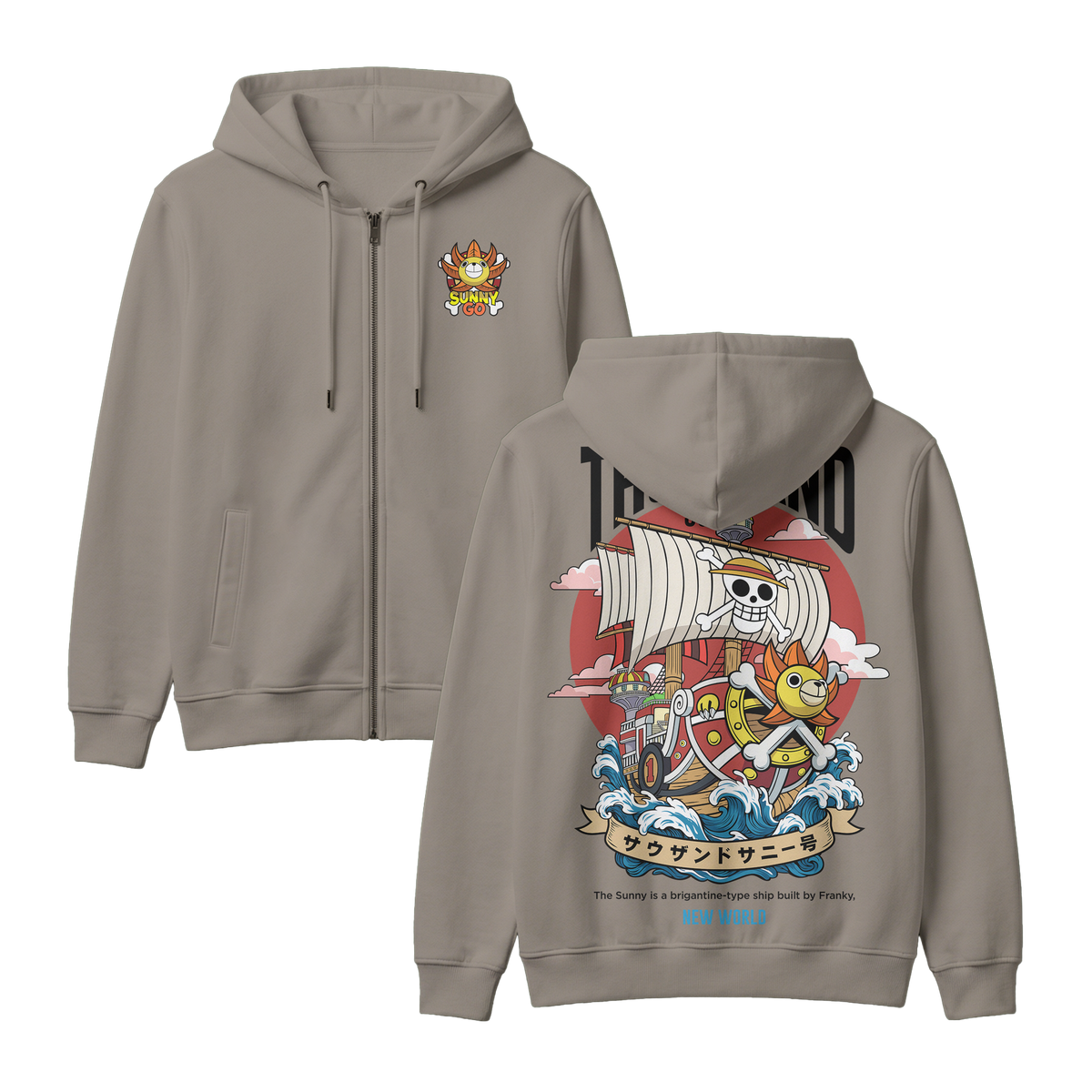 Anime One Piece Thousand Sunny Zip-up Hoodie - RZM016