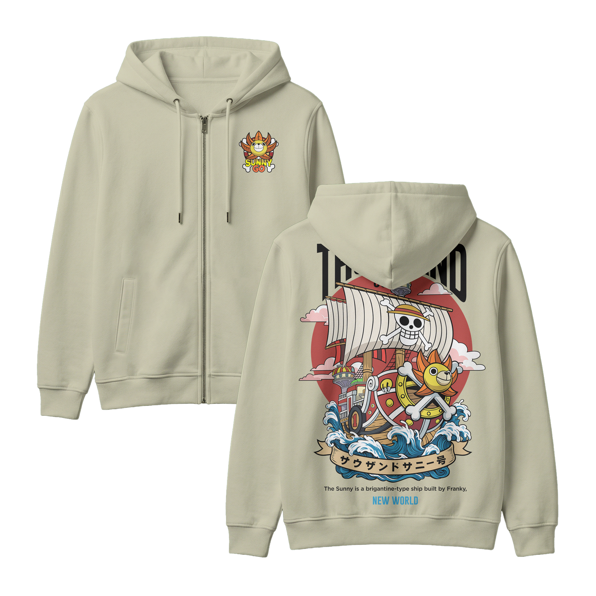 Anime One Piece Thousand Sunny Zip-up Hoodie - RZM016